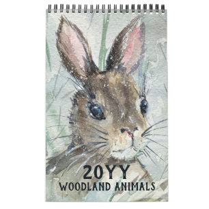 Moderne Waterverf Woodland Forest Animals Natuur Kalender