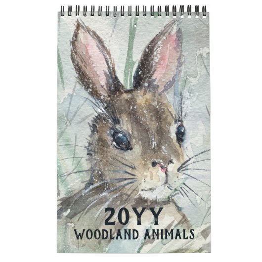 Moderne Waterverf Woodland Forest Animals Natuur Kalender (Hoes)