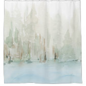 Moderne Waterverf Woodland Scene Douchegordijn (Voorkant)