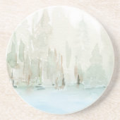 Moderne Waterverf Woodland Scene Zandsteen Onderzetter (Voorkant)