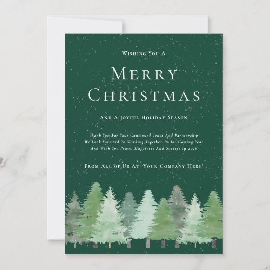 Moderne Waterverf Woodland Snow Business Kerstmis Feestdagenkaart (Voorkant)