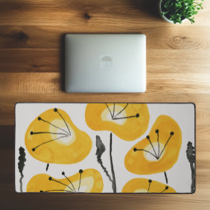 Moderne Waterverf Yellow Poppies Stijlvol Trendy Bureaumat