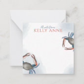 Moderne Waterverf zeemaand blauw Notitiekaartje (Voorkant)