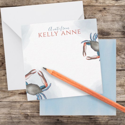 Moderne Waterverf zeemaand blauw Notitiekaartje