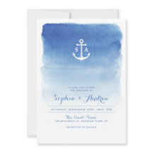 Moderne waterverf zeemansstrand bruiloft