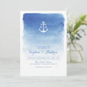 Moderne waterverf zeemansstrand bruiloft kaart (Staand voorkant)