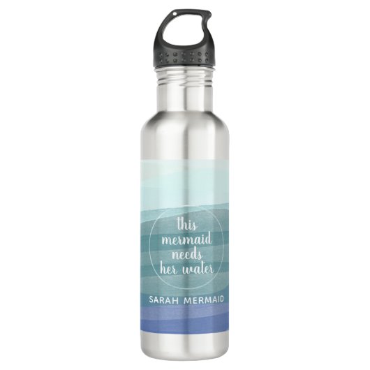 Moderne Waterverf Zeemeermin — prijsopgave Waterfles (Voorkant)