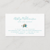 Moderne waterverf zilverturquoise splatter visitekaartje (Achterkant)