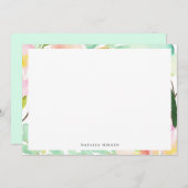 Moderne Waterverf Zomer Bloemen Lijst Notitiekaartje (Voorkant / Achterkant)