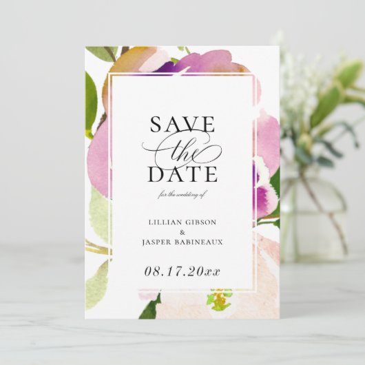 Moderne Waterverf zomer Floral sparen de Datum Aankondiging (Staand voorkant)