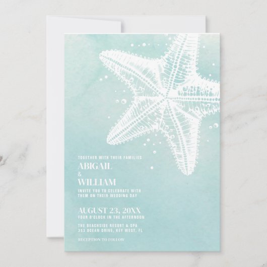 Moderne Waterverf Zomer Strand Bruiloft Kaart (Voorkant)