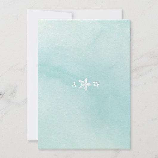 Moderne Waterverf Zomer Strand Bruiloft Kaart (Achterkant)