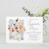 Moderne Waterverf zomerpicknick Birthday Kaart (Staand voorkant)