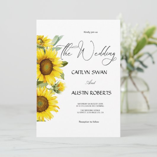 Moderne Waterverf zonnebloem Kaart (Staand voorkant)