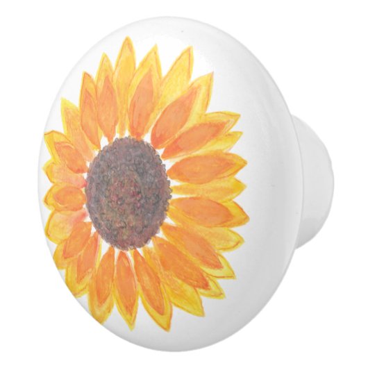 Moderne Waterverf zonnebloem Keramische Knop (Rechts)