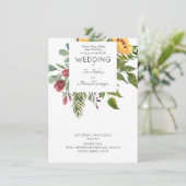 Moderne Waterverf Zonnebloem Ouders Witte Trouw Kaart (Staand voorkant)