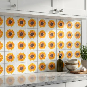 Moderne Waterverf zonnebloem Tegeltje