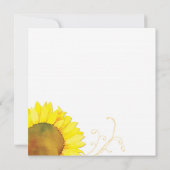 Moderne Waterverf Zonnebloem thema bruiloft Kaart (Achterkant)