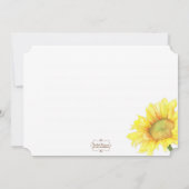 Moderne Waterverf Zonnebloem Verloving Kaart (Achterkant)