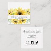 Moderne Waterverf Zonnebloem Visitekaartje (Voorkant / Achterkant)