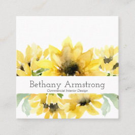 Moderne Waterverf Zonnebloem Visitekaartje