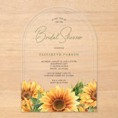 Moderne waterverf zonnebloem vrijgezellenfeest boo acryl uitnodigingen (Voorkant)