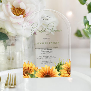 Moderne waterverf zonnebloem vrijgezellenfeest boo acryl uitnodigingen