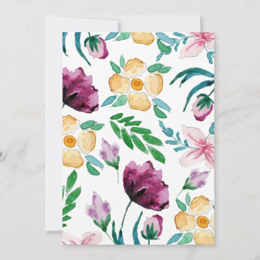 Moderne waterverfbloemen Save the Date Kaart (Achterkant)