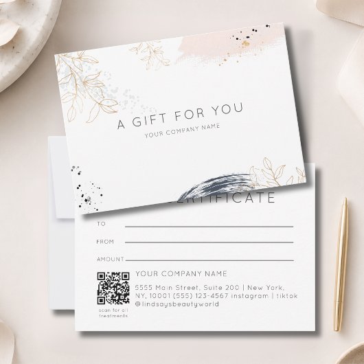 Moderne Waterverfinkt QR-code Cadeaubewijs