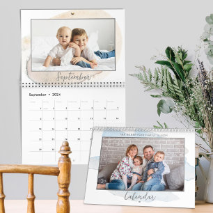 Moderne Waterverfspat Familie Foto 2026 Kalender