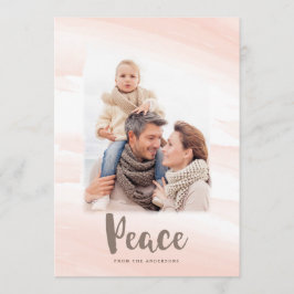 Moderne Waterverfwas PEACE Fotokaart | Blush Feestdagenkaart