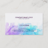 Moderne Waterverven Achtergrond Paarse & Blauw Visitekaartje (Achterkant)