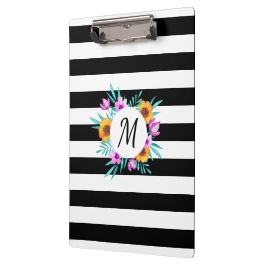 Moderne Waterverven Floral Design Monogram Klembord (Links)