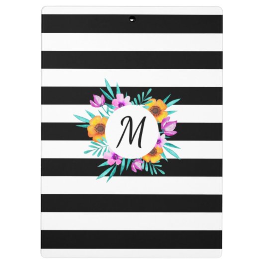 Moderne Waterverven Floral Design Monogram Klembord (Achterkant)