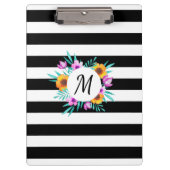 Moderne Waterverven Floral Design Monogram Klembord (Voorkant)