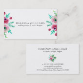 Moderne Waterverven Flowers Bouquet Visitekaartje (Voorkant / Achterkant)