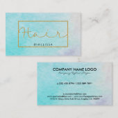 Moderne Waterverven Gold Glitter Lijst & teksthaar Visitekaartje (Voorkant / Achterkant)