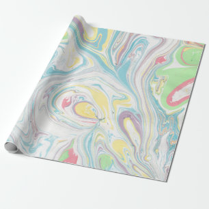 Moderne Waterverven kleurrijke marmer Swirls Cadeaupapier