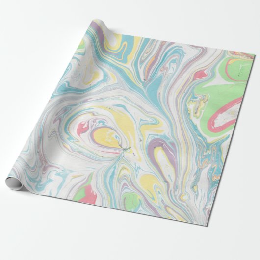 Moderne Waterverven kleurrijke marmer Swirls Cadeaupapier (Uitgerold)