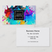 Moderne Waterverven met meerdere kleuren, Abstract Visitekaartje (Voorkant / Achterkant)