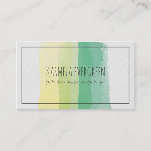 Moderne Waterverven Stripes Sjabloon foto Visitekaartje (Voorkant)