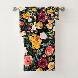 Moderne waterverven zomerbloemenpatroon bad handdoek