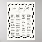 Moderne Wavy Lijst Alfabetische Zitting Grafiek Poster (Voorkant)