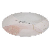 Moderne, wazige roze abstracte scriptnaam snijplank (Hoek)