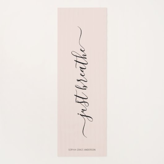 Moderne, wazige roze Breathe Elegant Script Name Yogamat (Achterkant)