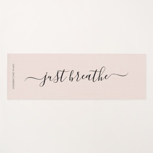 Moderne, wazige roze Breathe Elegant Script Name Yogamat (Voorkant (horizontaal))