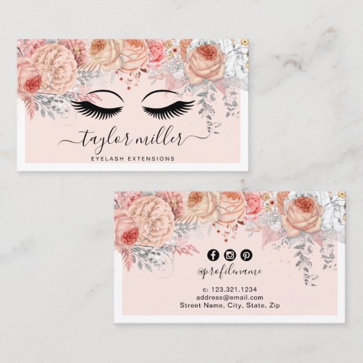 Moderne wazige roze spoelroze verlenging van het visitekaartje (Voorkant / Achterkant)