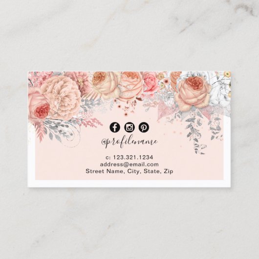 Moderne wazige roze spoelroze verlenging van het visitekaartje (Achterkant)