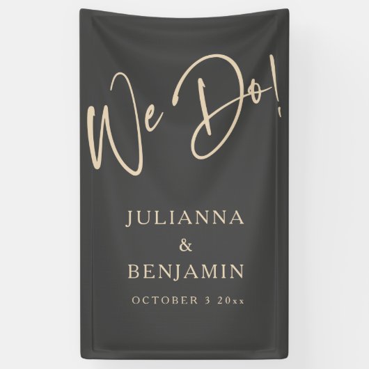 Moderne We Do Elegante Aangepaste Zwarte Beige Tro Spandoek (Verticaal)