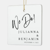 Moderne We Do Elegante Aangepaste Zwarte Witte Tro Keramisch Ornament (Links)